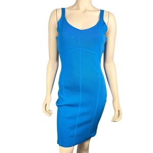 Intempo Dress Size L Bodycon Sleeveless Blue‎ Knit Stretch Sheath Clubwear Party